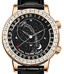 Celestial 6104R 44mm Automatic in Rose Gold with Diamond Bezel On Black Alligator Strap with Black Celestial Dial