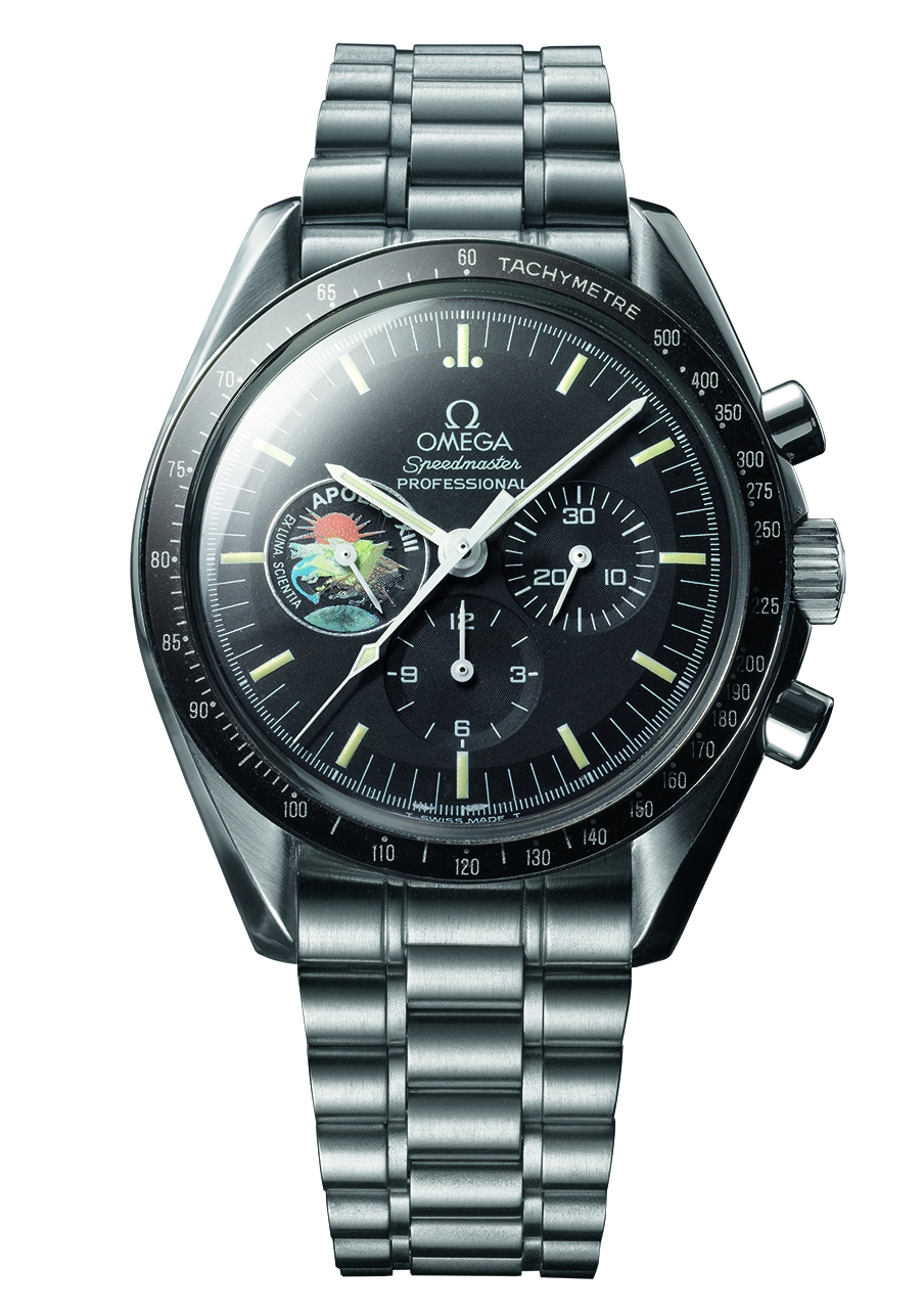 Speedmaster Professional Moonwatch Apollo XIII 25th 42mm Manual in Steel On Steel Bracelet with Patch Black Dial