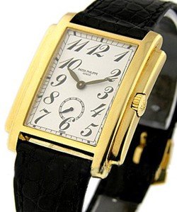 Gondolo in Yellow Gold on Black Leather Strap with White Arabic Dial