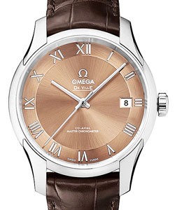 Deville Hour Visioon Co-Axial 41mm Automatic in Steel on Brown Alligator Strap with Copper Roman Dial