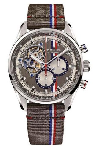 El Primero Chronomaster 1969 Tour Open Power Reserve Mens 42.5mm Automatic in Steel On Grey fabric Strap with Rhodium Open Dial
