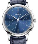 Elite Chronograph 42mm Automatic in Steel On Blue Alligator Leather Strap with Blue Dial