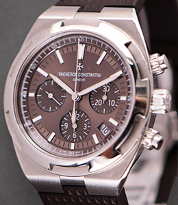 Overseas Chronograph Mens 42mm Automatic in Steel On Steel Bracelet with Brown Dial