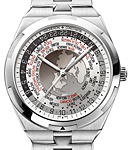 Overseas World Time Mens 43mm Automatic in Steel On Steel Bracelet  with Silver Dial