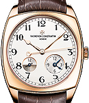 Harmony Dual Time Mens 40mm Automatic in Rose Gold On Brown Alligator Leather Strap with Silver Arabic Dial
