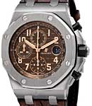Royal Oak Offshore Havana Chronograph  in Steel on Brown Alligator Leather Strap with Brown Dial