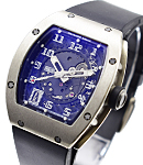RM 005 38mm in White Gold on Black Alligator Leather Strap with Black Skeletonized Dial