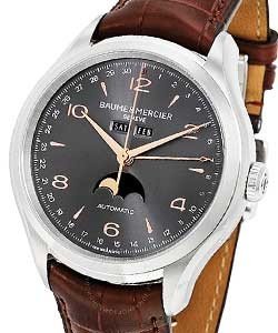 Clifton 43mm in Steel on Brown Leather Strap with Grey Dial