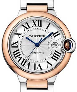 Ballon Bleu in Steel and Rose Gold on Steel and Rose Gold Bracelet with Silver Guilloche Dial