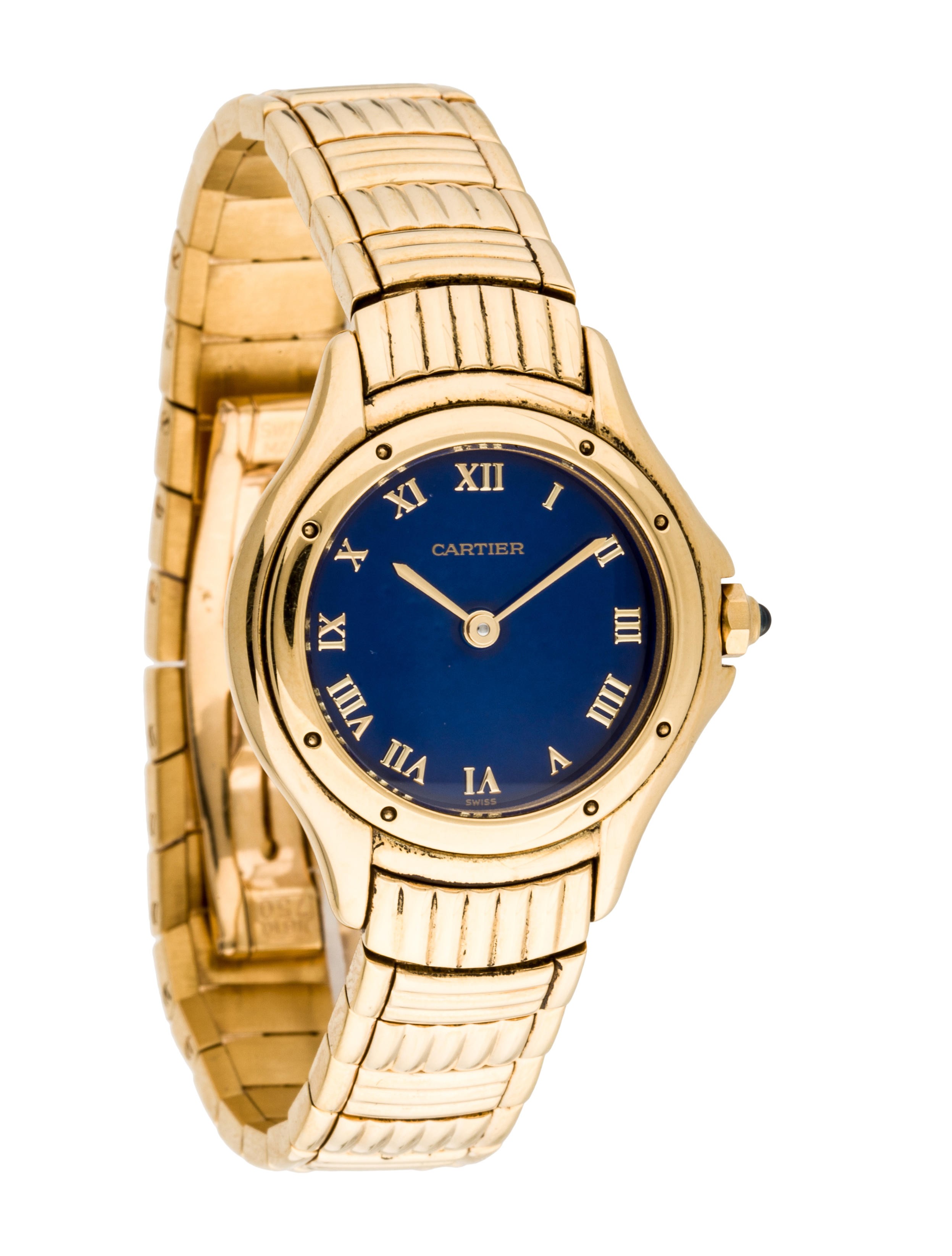 Cougar in Yellow Gold on Yellow Gold Bracelet with Blue Dial