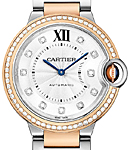 Ballon Bleu in Steel and Ross Gold with Diamond Bezel On Steel and Rose Gold Bracelet with Silver Guilloche Diamond Dial