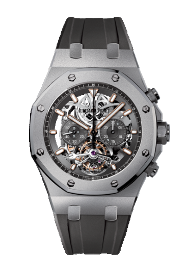 Royal Oak Tourbillon Chronograph Manual in Titanium On Black Rubber Strap with Skeleton Dial