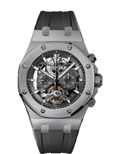 Royal Oak Tourbillon Chronograph Manual in Titanium On Grey Rubber Strap with Skeleton Dial