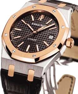 Royal Oak Steel and Rose Gold 39mm Automatic on Strap with Black Dial