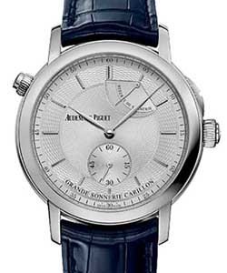 Jules Audemars Grande Sonnerie Carillon in Platinum on Blue Leather Strap with Silver Dial