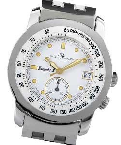  Formula S Stainless Steel Chronograph Case  on Steel Bracelet with White Dial