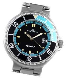 Formula S in Stainless Steel on Steel Bracelet with Black and Light Blue Dial  