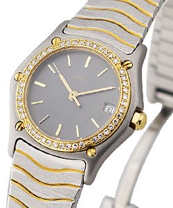 Classic Wave 2-Tone in Steel with Yellow Gold Gold with Diamond Bezel on 2-Tone  Bracelet with Gery Dial