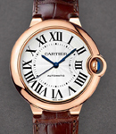 Ballon Bleu de Cartier in Rose Gold on Brown Leather Strap with Silver Dial