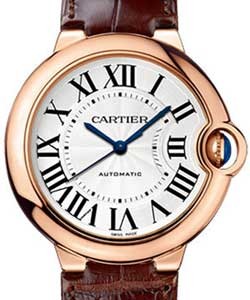 Ballon Bleu de Cartier in Rose Gold on Brown Leather Strap with Silver Dial
