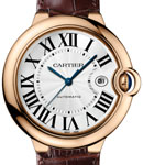 Ballon Bleu de Cartier in Rose Gold on Brown Leather Strap with Silver Guilloche Dial