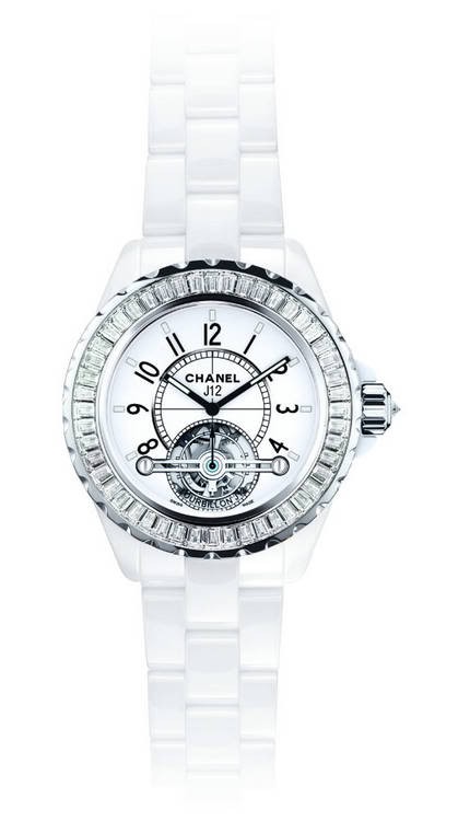 J12 38mm Automatic White Joaillerie in Ceramic with Diamond Bezel on White Ceramic Bracelet with White Dial