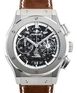 Classic Fusion Chronograph in Titanium Bezel On Brown Leather Strap with Skeleton Dial