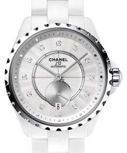 J12 Automatic in White Ceramic and Steel Bezel on White Ceramic Bracelet with White Diamond Dial