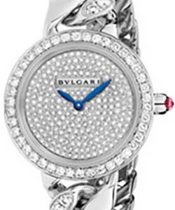 Bvlgari Catene18 Carat White Gold with Diamond Bezel On White Diamond Gold Bracelet with Diamond Pave Dial