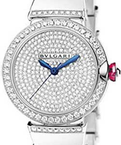 Bvlgari-Bvlgari Lvcea in 18 Carat White Gold White Gold on Diamond Bracelet with Diamond Pave Dial 