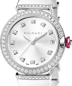 Bvlgari-Bvlgari Lvcea in 18 Carat White Gold on White Gold Bracelet with Silver Satine Soleil Dial