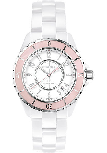 Chanel J12 Soft Rose in White Ceramic and Pink Bezel - Limited Edition