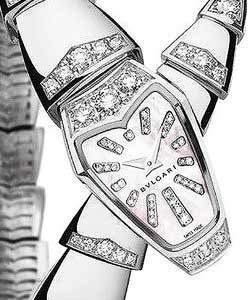 Bvlgari-in 18 Carat White Gold with Fixed- Diamond Set Bezel on 18 Carat White Gold Bracelet with  White Mother of Pearl Dial