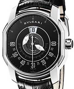 Bvlgari Daniel Roth in 18 Carat White Gold on Black Alligator Leather Strap with Black Dial