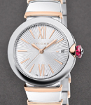 Bvlgari Lvcea Two-Tone in Stainless Steel on Two-Tone Pink Gold Bracelet with Silver Opaline Dial