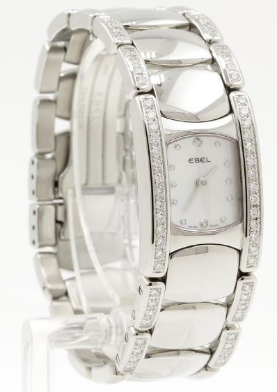 Beluga Manchette in Stainless Steel with Diamond on Stainless Steel Bracelet with MOP Diamond Dial