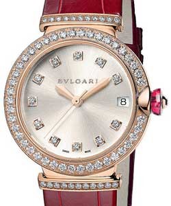 Lucea Date in Rose Gold On Bordeaux Alligator Leather Strap with Silver Satine Soleil Dial