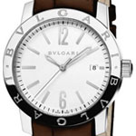 Bvlgari Bvlgari 39mm in Steel on Brown Alligator Leather Strap with White Dial