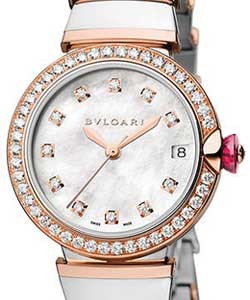 Lucea 33mm in Rose Gold with Diamond Set of Bezel On Rose Gold and Steel Bracelet  with Mother of Pearl Dial