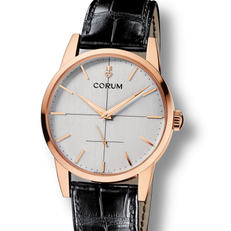 Heritage Artisans in Rose Gold   On Black Leather Strap with White Dial