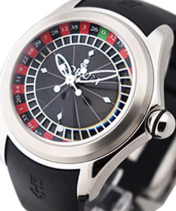 Bubble Roulette in Steel - Limited Edition on Black Rubber Strap with Black Roulette Dial