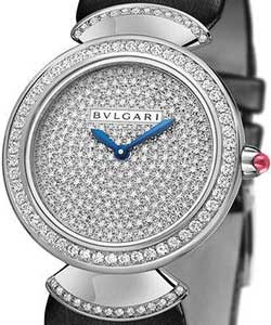 Diva 30mm in White Gold with Diamond Bezel on Black Satin Braclet with Diamond Pave Dial