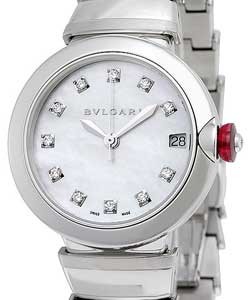 Lucea 33mm in Steel On Steel Bracelet with White Mother of Pearl Diamond Dial
