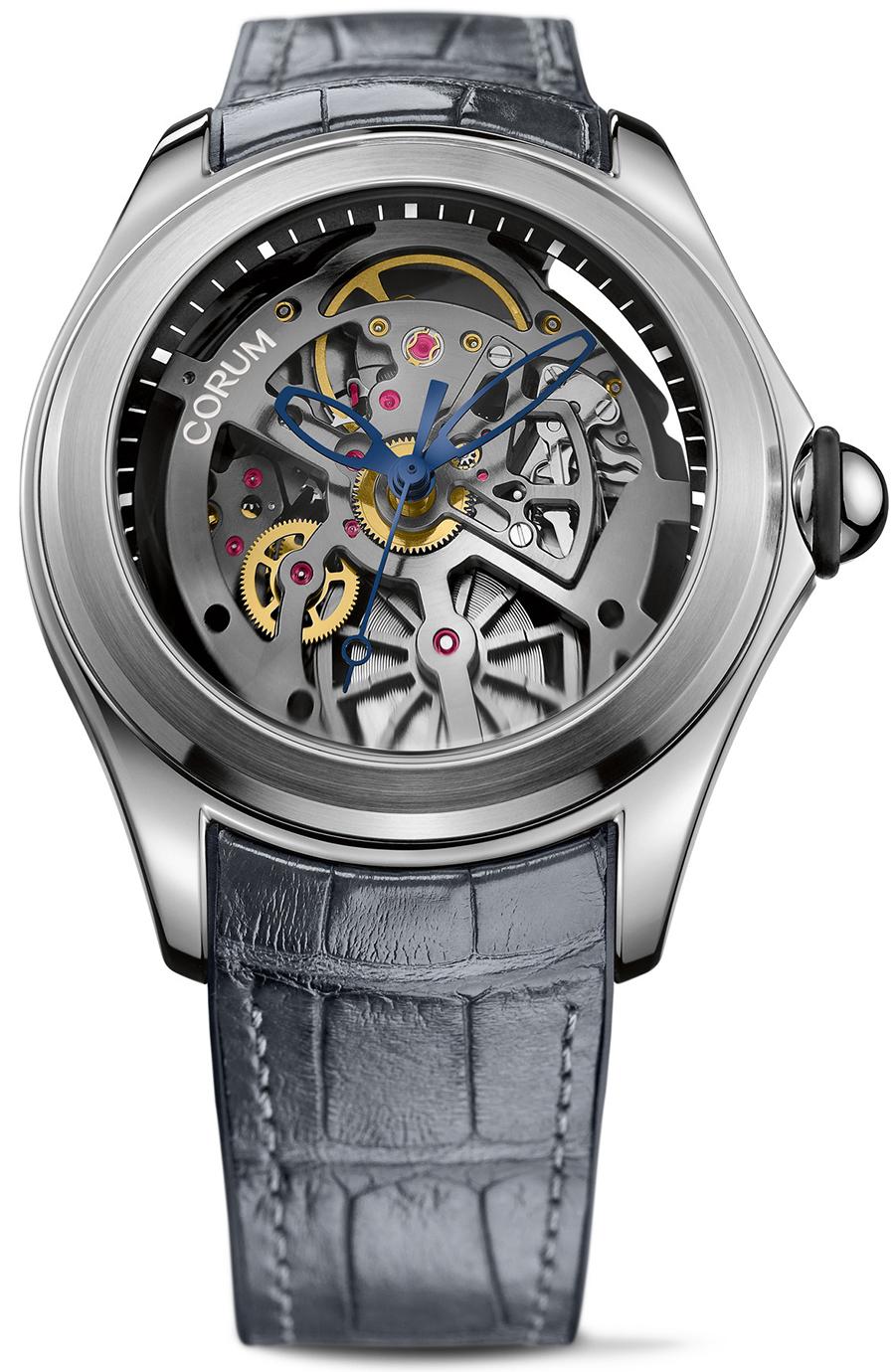 Bubble 47mm Squelette on Gray Alligator Leather Stap with Skeleton Grey Dial