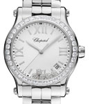 Happy Sport Round Quartz in Steel with Diamond Bezel on Steel Bracelet with White Dial