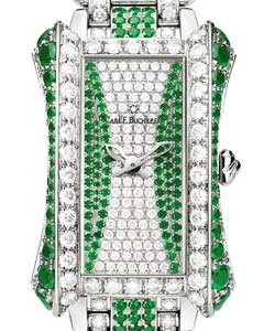  Alacria Royal Limited Edition in White Gold with Emeralds Diamond Bezel on White Gold and Emeralds Bracelet with Pave Diamond Dial