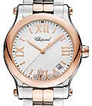 Happy Sport Round Quartz in Steel and Rose Gold on Steel and Rose Gold Bracelet with White Dial