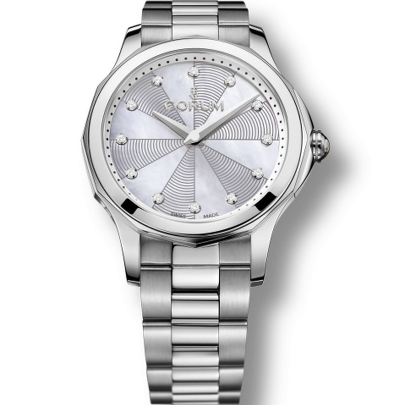 Admiral Cup Legend 38mm in Steel on Steel Bracelet with Mother of Pearl Diamond Dial
