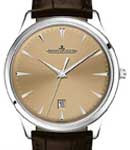 Master Ultra Thin 39mm in Steel On Brown Leather Strap with Champagne Dial