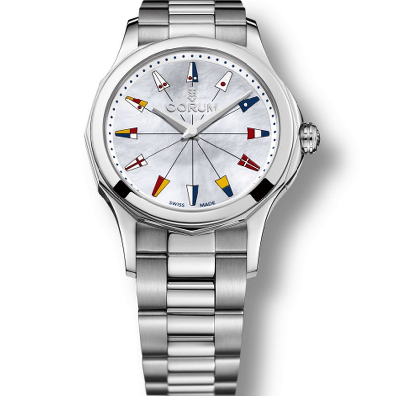 Admiral's Cup Legend 32mm in Steel on Steel Bracelet  with Mother of Pearl Dial 